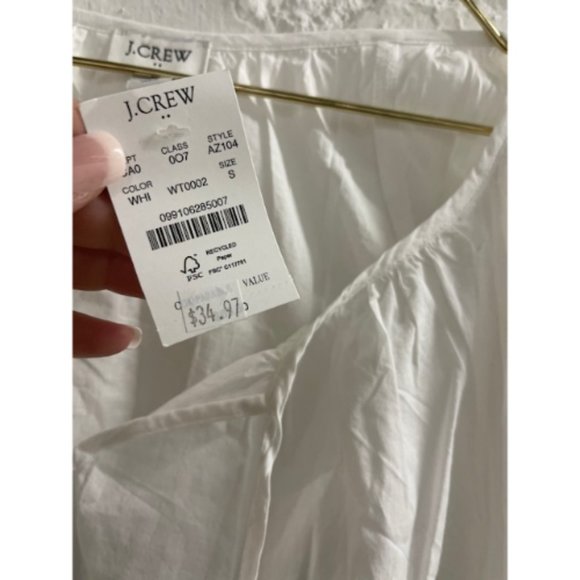 J. Crew AZ104 Women's White Long Sleeve V-Neck Pullover Blouse Top Size Small - Picture 3 of 6